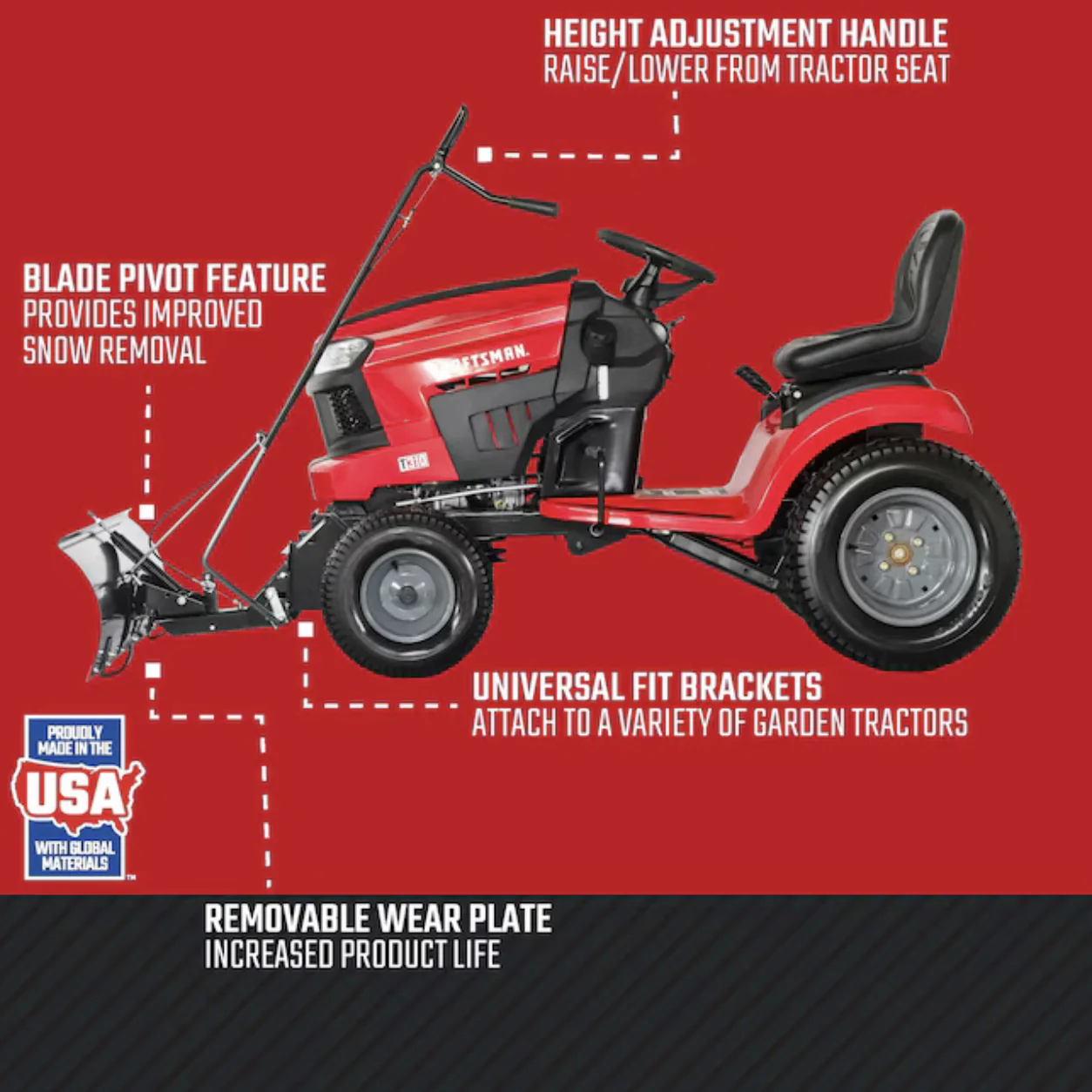 CRAFTSMAN 42-In snow blade 42-Inches W x 15-Inches H Steel Snow blade