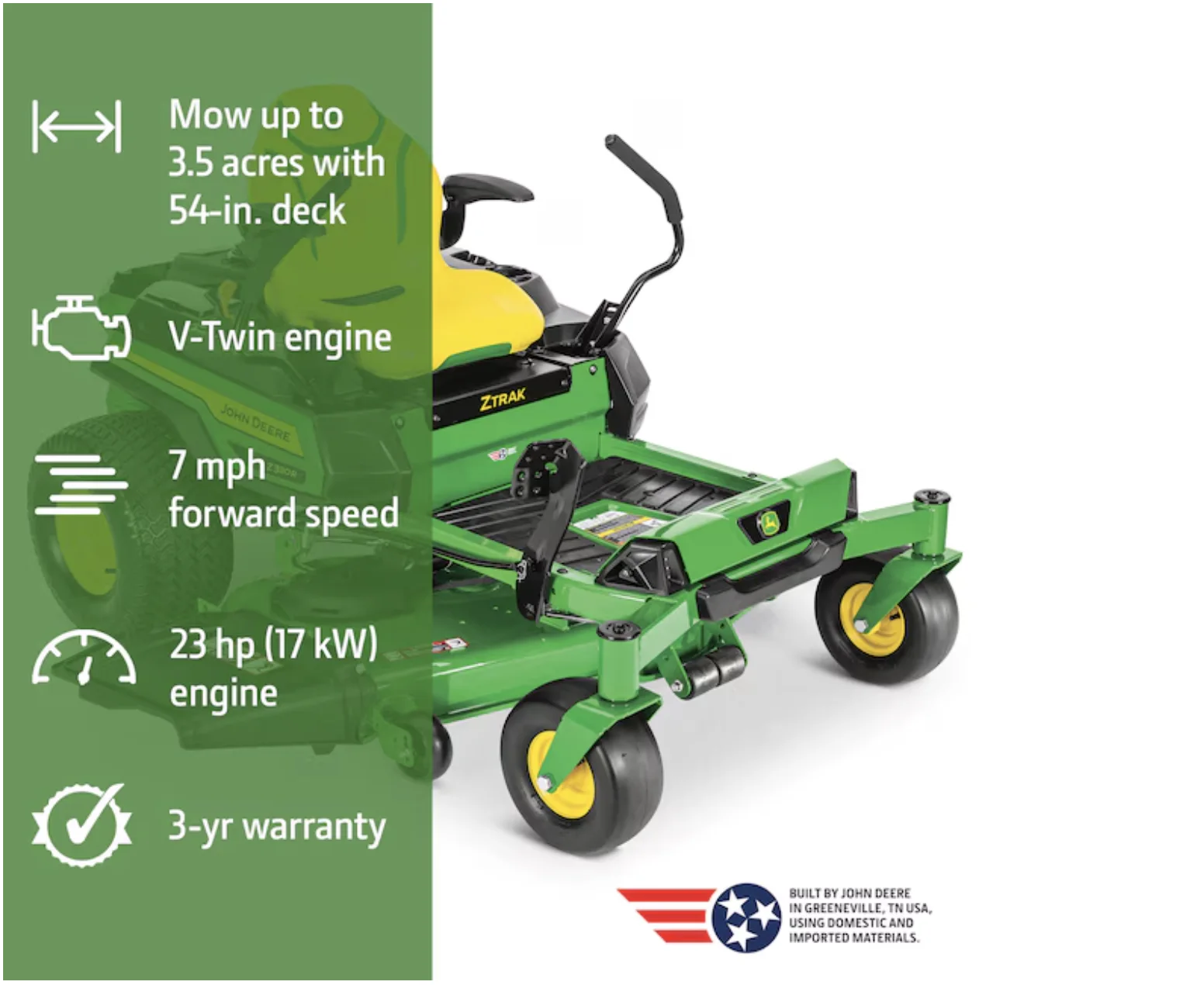 John Deere Z330R ZTrak 54-in 23 -HP V-twin Gas Zero-turn riding lawn mower