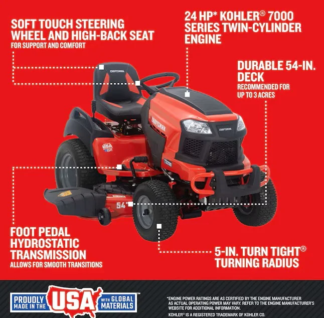 CRAFTSMAN T3200 Turn Tight 54-in 24 -HP V-twin Gas Riding lawn mower