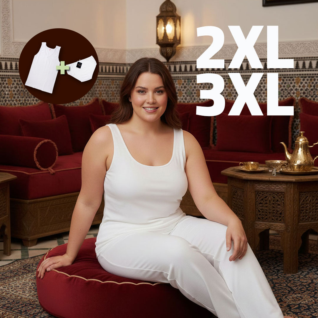 باك للمقاسات الكبيرة - قميص داخلي كود 1004 مع سليب ليكرا - 100% قطن