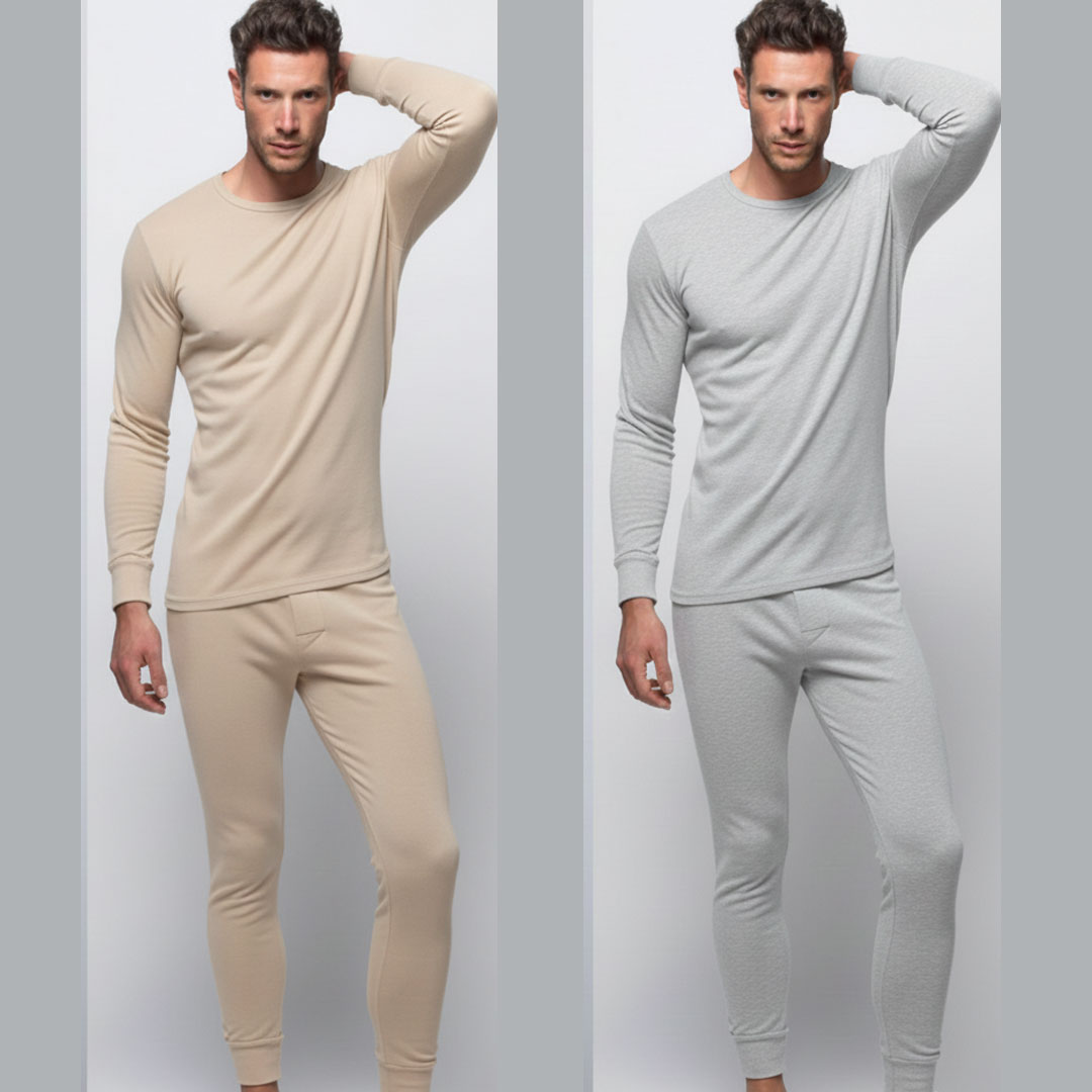 باك 2 أنسومبل ملابس داخلية للرجال - سروال و قميص طويل - 100% قطن