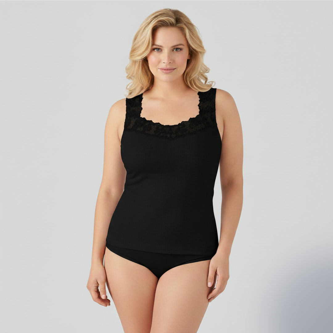 قميص داخلي بالدانتل - 100% قطن - كود 1020