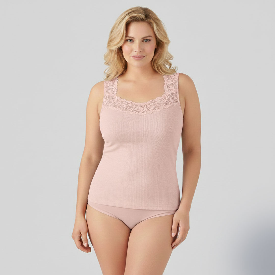 قميص داخلي بالدانتل - 100% قطن - كود 1020