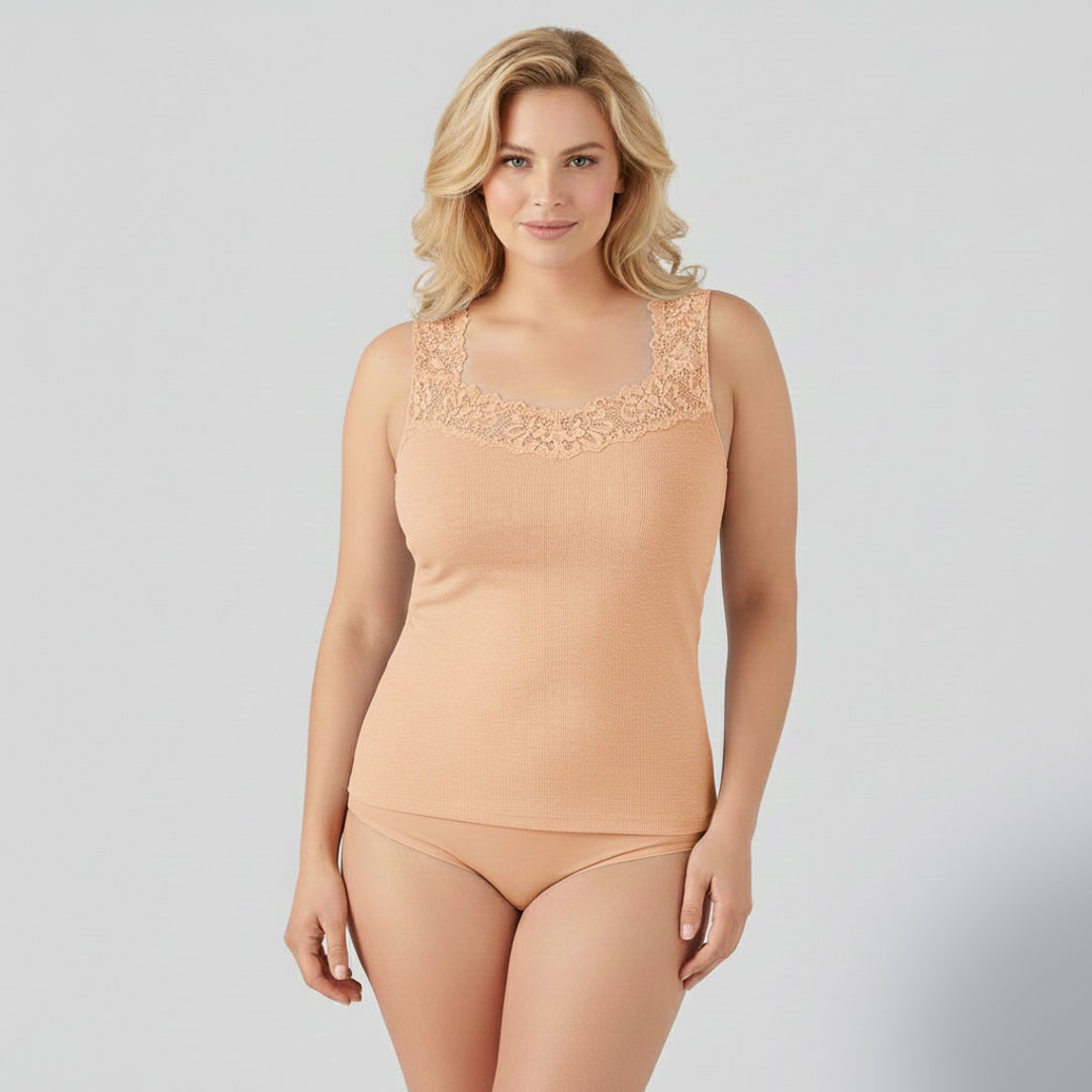 قميص داخلي بالدانتل - 100% قطن - كود 1020