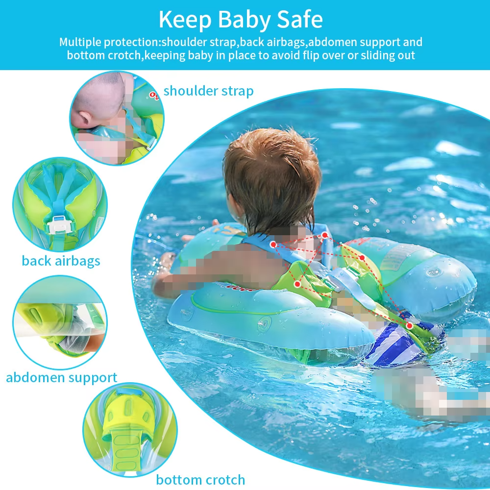 Swimbobo Factory OEM New Upgrade Inflatable Swimming Baby Float With Canopy Kids Swimming Waist Trainer Swim Ring Baby Float