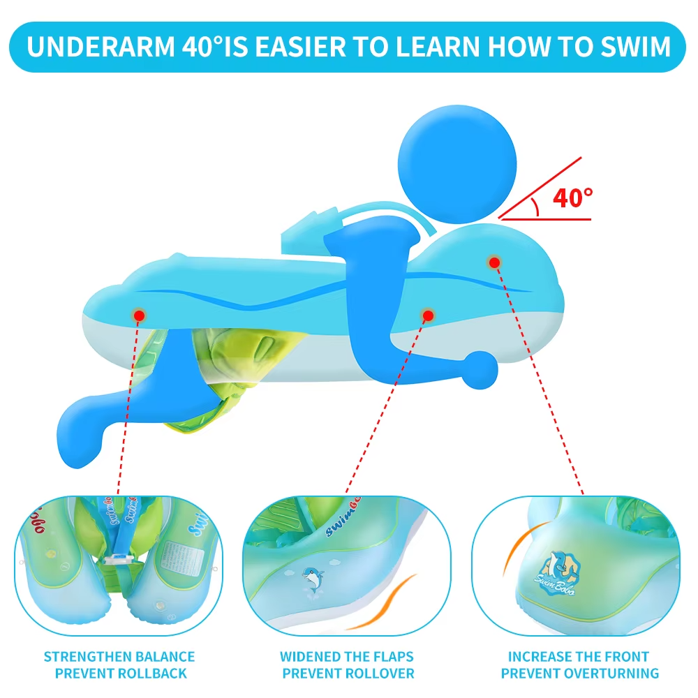 Swimbobo Factory OEM New Upgrade Inflatable Swimming Baby Float With Canopy Kids Swimming Waist Trainer Swim Ring Baby Float