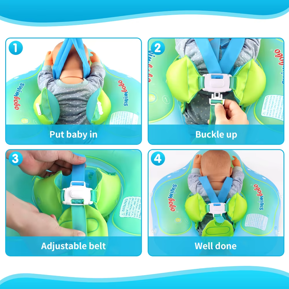 Swimbobo Factory OEM New Upgrade Inflatable Swimming Baby Float With Canopy Kids Swimming Waist Trainer Swim Ring Baby Float