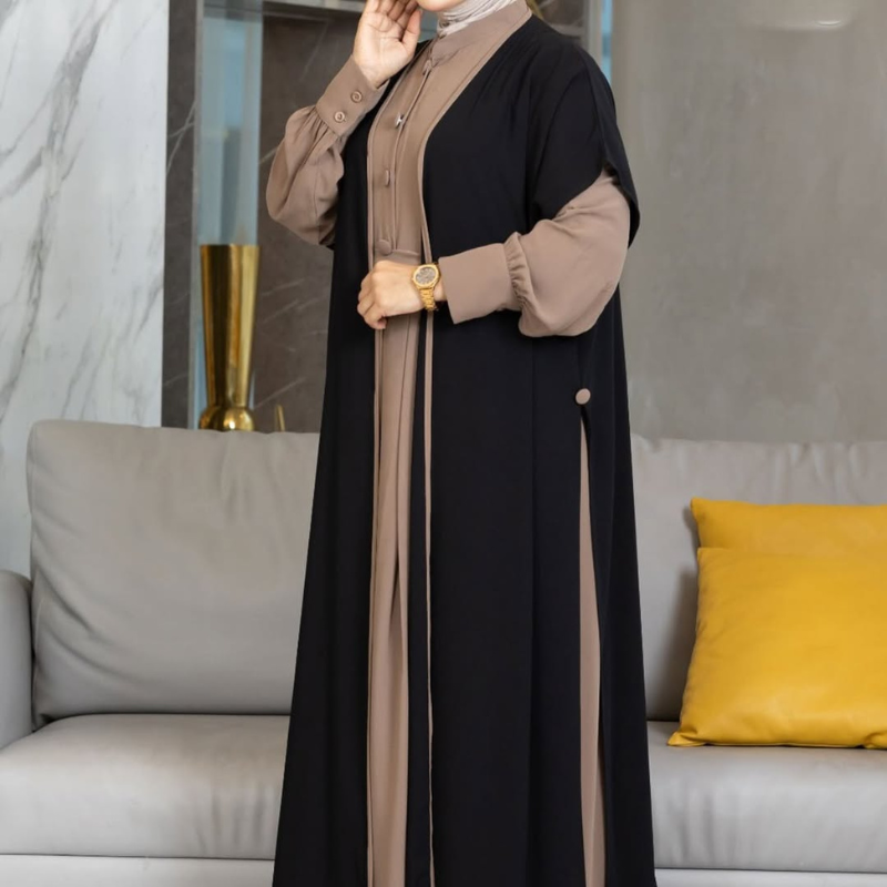 عباية أربع قطع ثوب كريب حرير