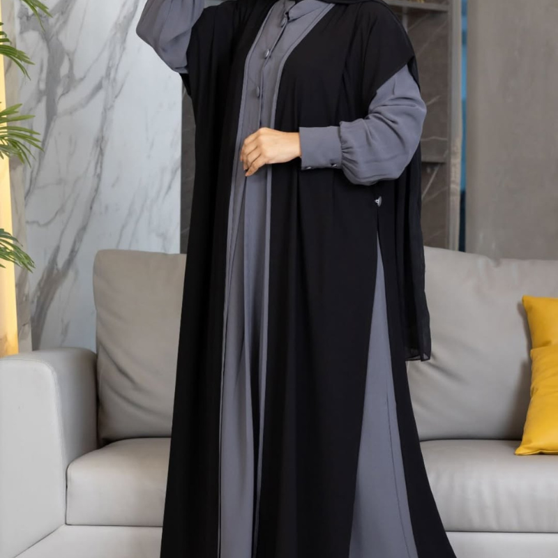 عباية أربع قطع ثوب كريب حرير