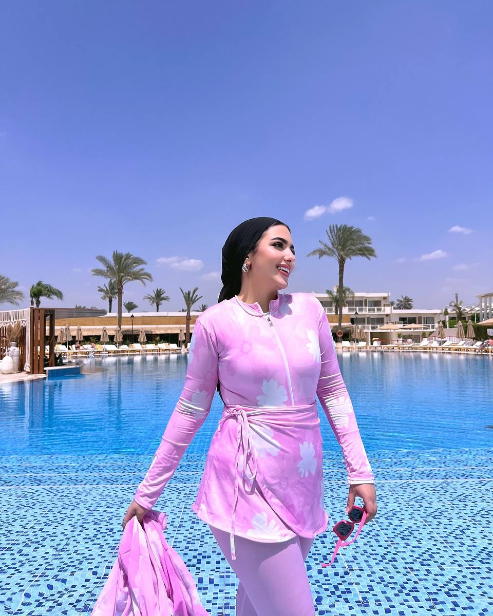Burkini 5 pièces Bonnet Maillot Colone Cache jup mini syclisem Cache long moslin