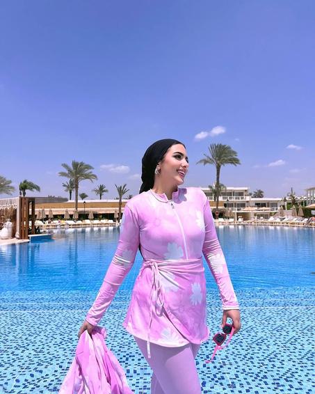Burkini 5 pièces Bonnet Maillot Colone Cache jup mini syclisem Cache long moslin