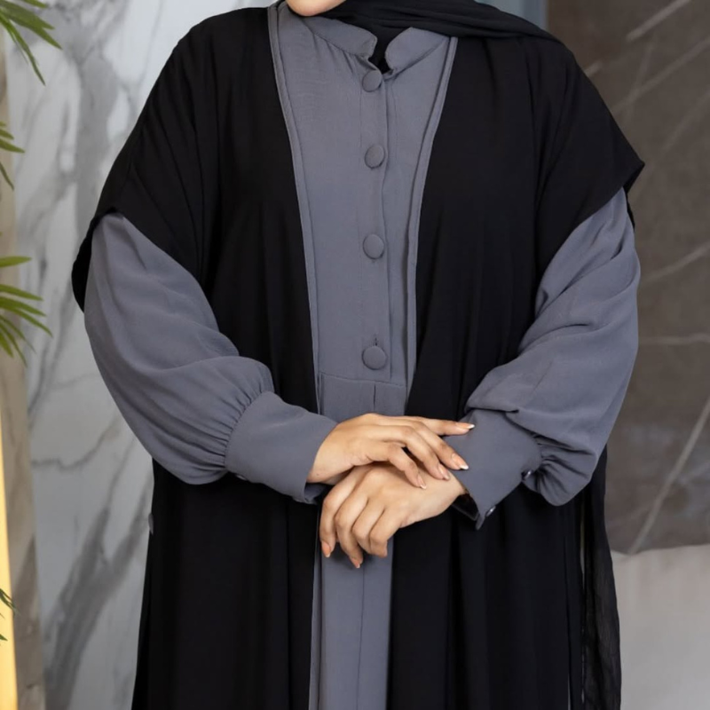 عباية أربع قطع ثوب كريب حرير