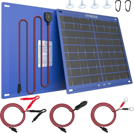 OYMSAE Cargador de batería de panel solar de 30 W 12 V, portátil, impermeable, cargador de batería y mantenedor para automóvil, barco, automóvil, caravana, con encendedor de cigarrillos
