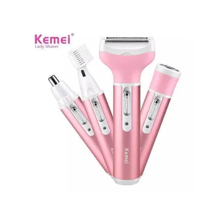 Kemei KM-6637 Multifonctionnel 4 En 1 Rechargeable Femmes Corps Rasoir Barbe Sourcil Tondeuse De Nez Ensemble Femelle Électrique Rasoir‏