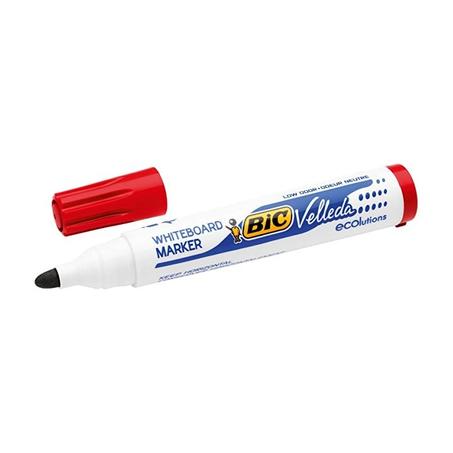 BIC VELLEDA 1701 ECOLUTIONS MARQUEUR POUR TABLEAU BLANC EFFAÇABLES A SEC A POINTE CONIQUE MOYENNE - ROUGE REF 170103