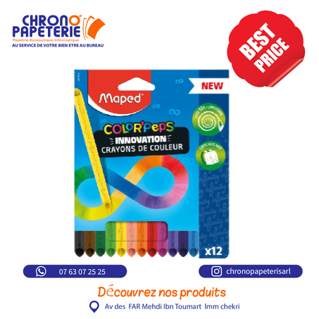 CRAYONS A CIRE WAX DE 12 MAPED RÉF 861011