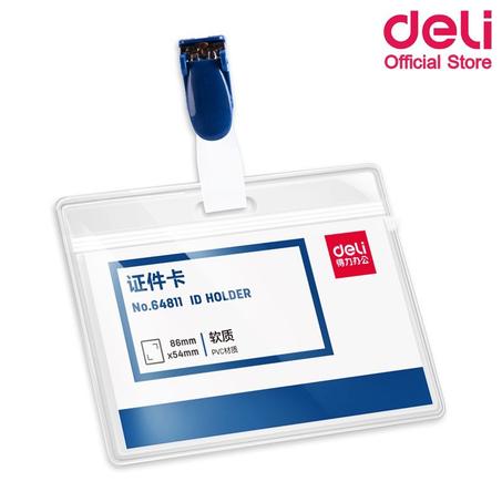 Badge nominatif Deli, taille de la carte : 86mmx54mm, bleu