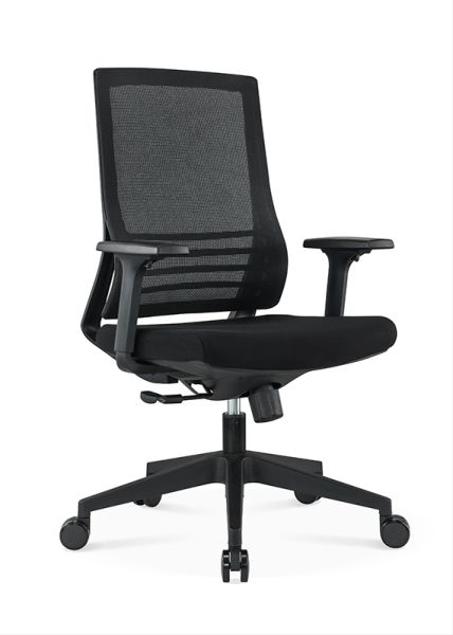 FAUTEUIL KWESK GAMMA 150, DOSSIER MESH NOIR, ASSISE TISSU AVEC ACCOUDOIRS ET ROULETTES