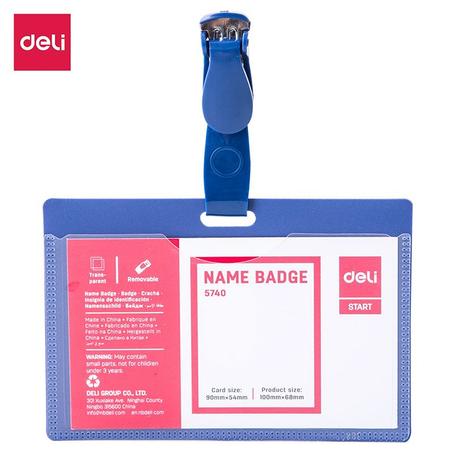 Badge nominatif/cordon Deli, taille de la carte : 90x54mm, bleu