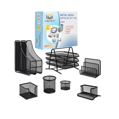 ENSEMBLE DE BUREAU METALIQUE 7PCS CROWN REF 3592T