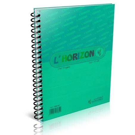 CAHIER SPIRALE 240P PETITS CARREAUX 70G GRAND FORMAT A4 L'HORIZON