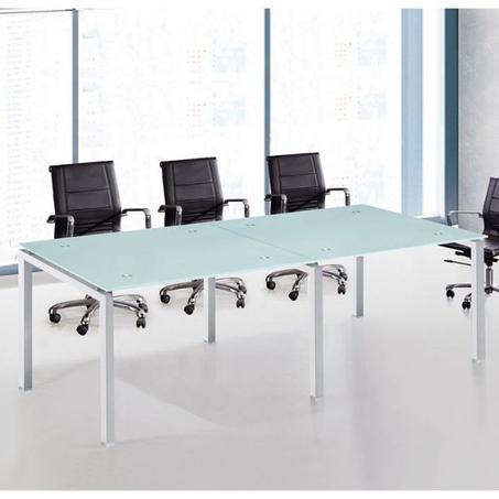 TABLE DE RÉUNION VERRA EN VERRE SABLÉ 240X120 CM