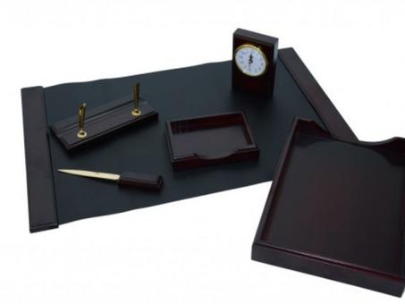 Ensemble De Bureau En Bois + Cuir King Style - 6 Pièces