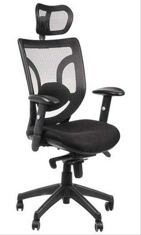 FAUTEUIL MANAGER SIMON AVEC TÊTIÈRE ET SUPPORT DORSAL TISSU MESH NOIR