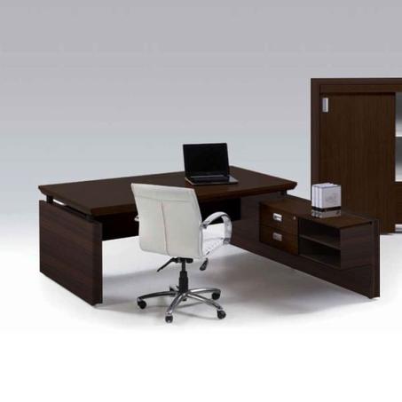 BUREAU DIRECTION BOSS AVEC RETOUR+ARMOIRE ET TABLE BASSE COUL VENGÉ