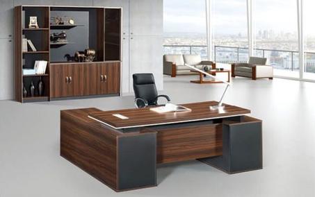 BUREAU DIRECTION GALILEE EN WENGÉ + RETOUR AVEC RANGEMENT ET CAISSON 200X180 CM