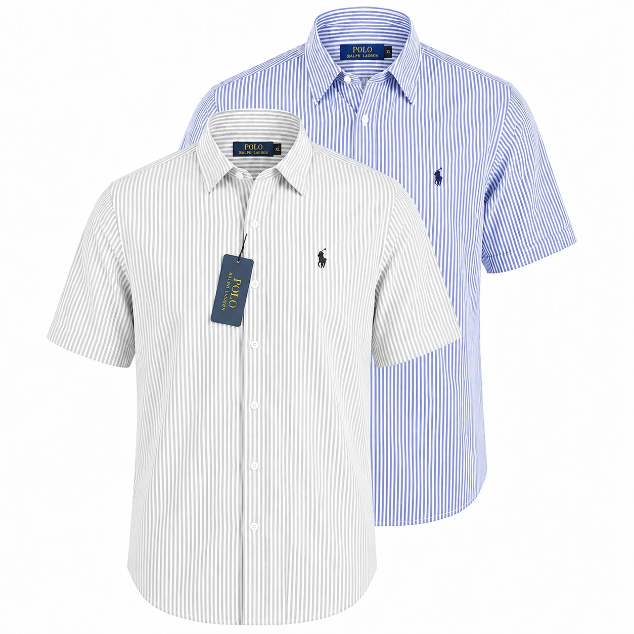Pack 2 Chemises Ralph Demi-Manches rayée – Chambray Cotton