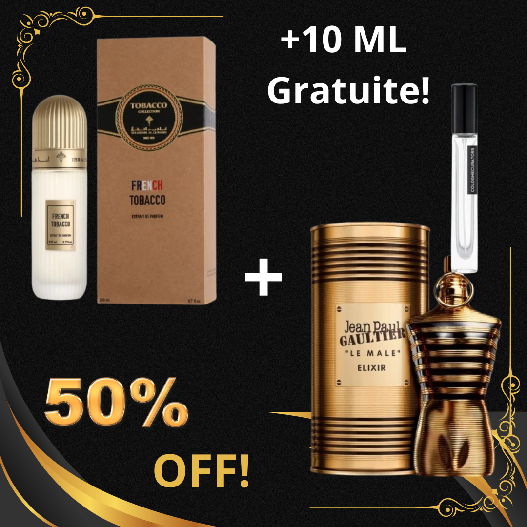 FRENCH TOBACCO 10 ML + LE MALE ELIXIR 10 ML + 10 ML GRATUIT