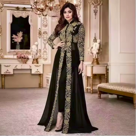 بدلة نسائية مطرزة من الكتان من قطعتين