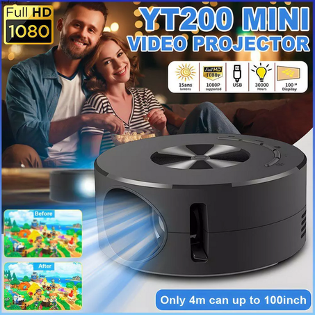 Mini projecteur LED portable et haut-parleur intégré