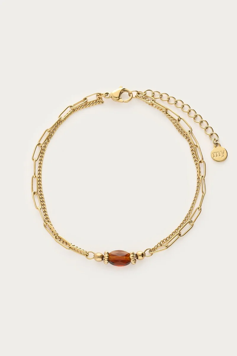 Sunrocks double bracelet with brown bead
