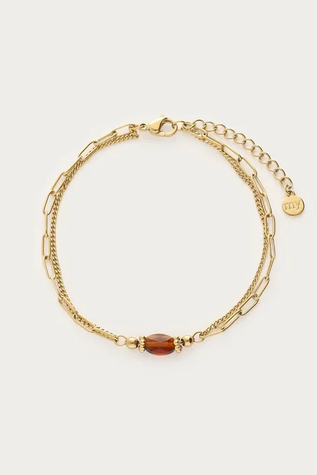 Sunrocks double bracelet with brown bead