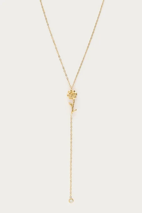Birth Flower charm necklace with rhinestone