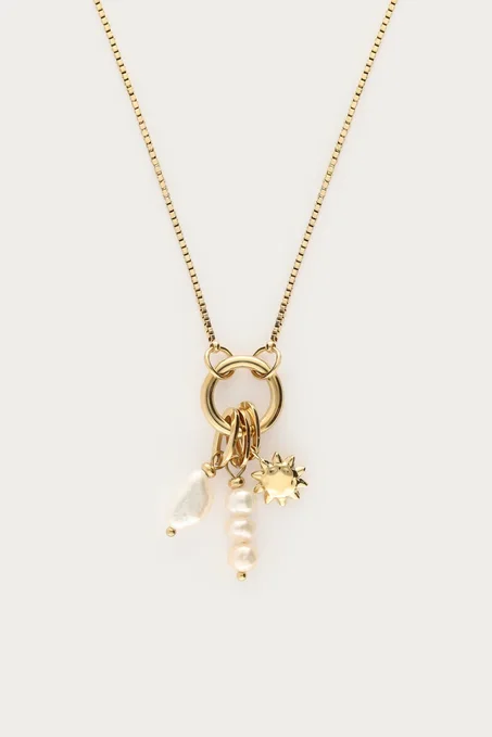 Sunrocks necklace with sun and natural pearl