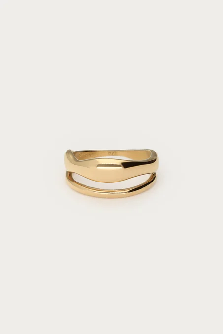 Bold double ring with organic shape
