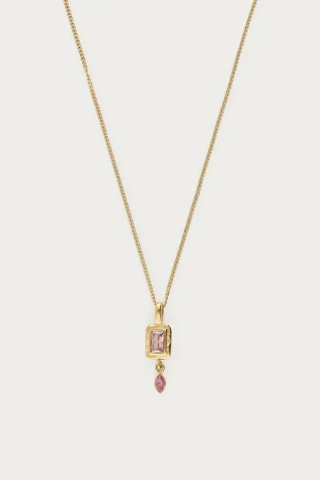 Vintage necklace with square light pink rhinestone