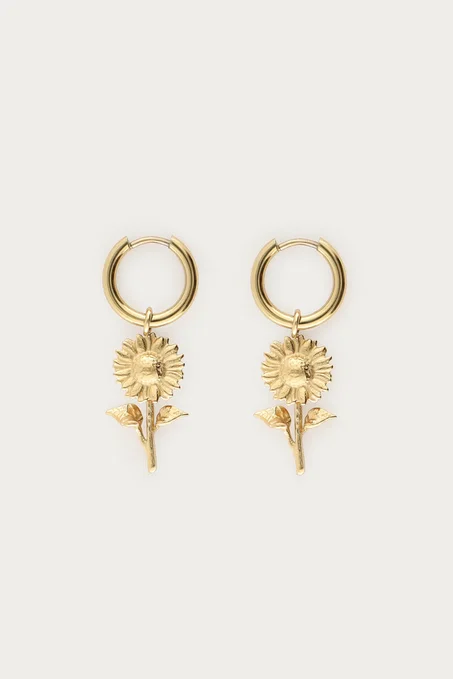 Vintage hoop earrings with sunflowers