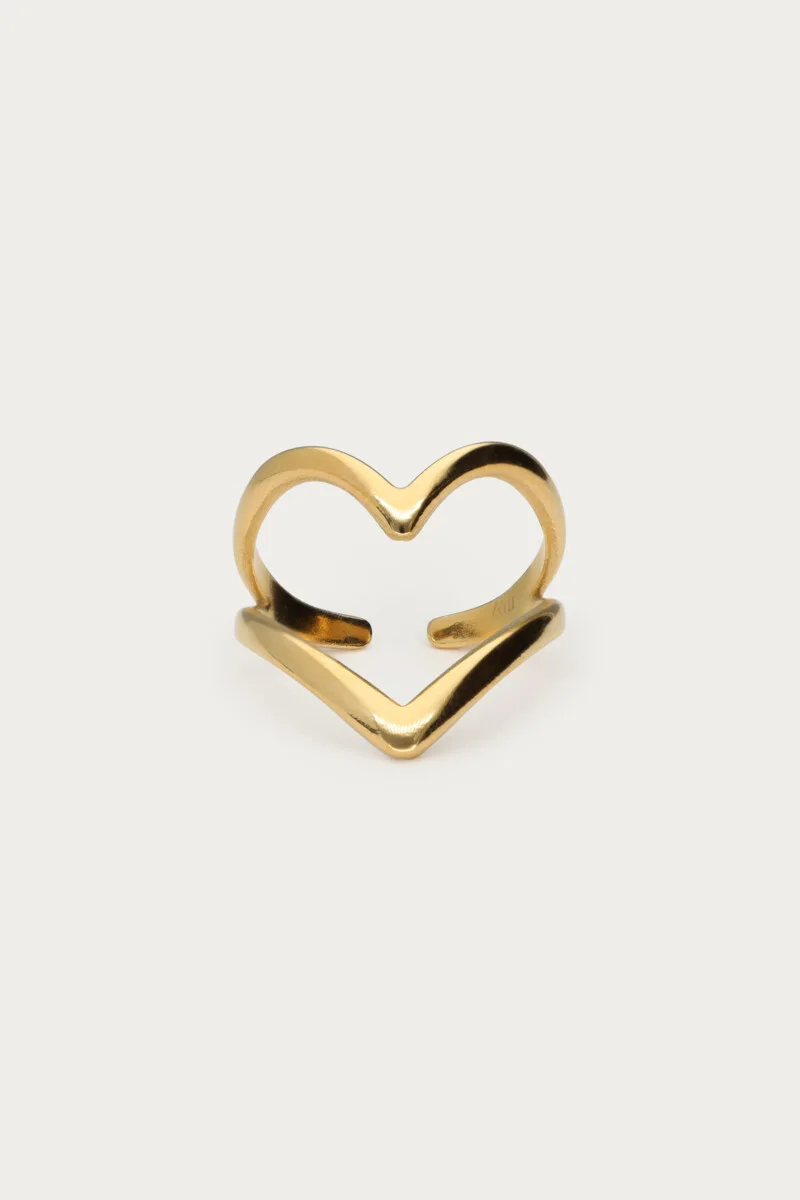 Bold statement ring with large open heart