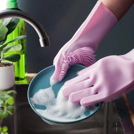 Paire Gants De Lavage Réutilisables En Silicone