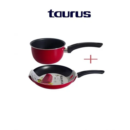 Taurus Lot poêle 14cm +Casserole14cm rouge VITAL Anti-Adhésive