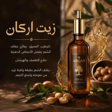 زيت اركان في المغرب | ترطيب عميق ولمعان طبيعي للشعر