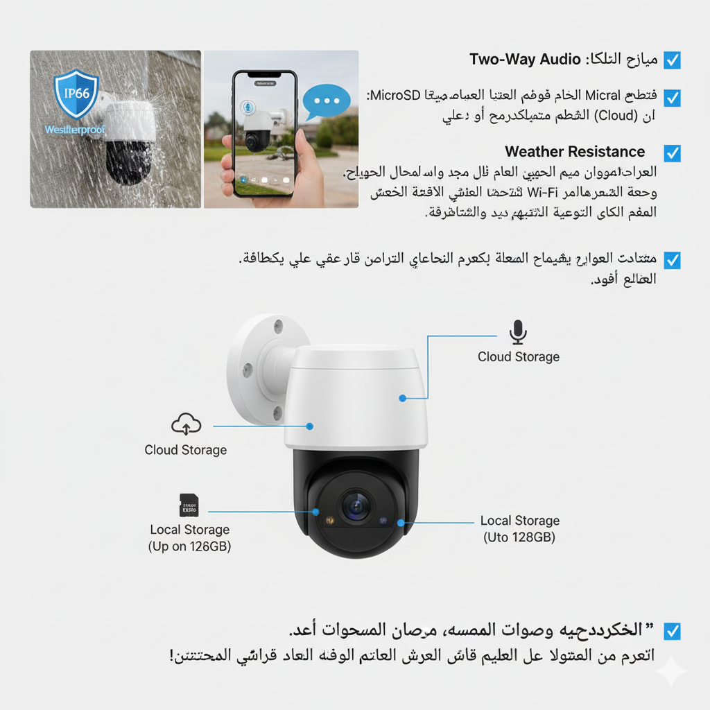 كاميرا المراقبة الخارجية الذكية (PTZ) - حماية 360 درجة لمنزلك