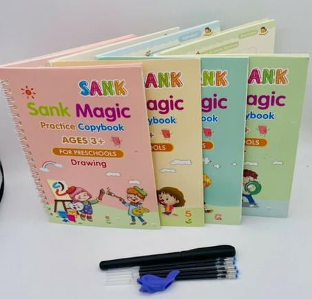 مجموعة من 4 كتب لممارسة الكتابة قابلة لاعادة الاستعمال