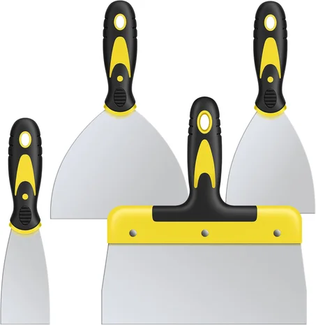 DEKEones Juego de Espátulas de Masilla, 4 Piezas Raspador de Acero Inoxidable Herramienta de Pintura con Agarre Cómodo para Reparación de Paneles de Yeso, Remoción de Papel Tapiz y Raspado de