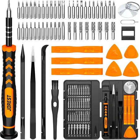 JOREST Juego de 59 destornilladores de precisión pequeños con Torx T5, T6, T8, mini kit de herramientas de reparación para Macbook, computadora, laptop, iPhone, PS4 PS5, Xbox, Switch, lentes,