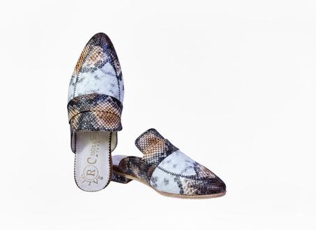 👠 الحذاء (الميول/الشبشب الخلفي) راقٍ بنقشة جلد الثعبان